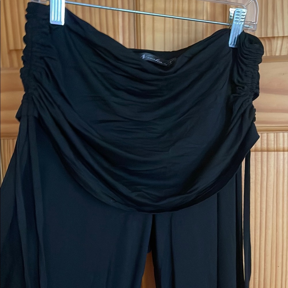 Black wide leg pant with skirt & Side Ties - Picture 8 of 12